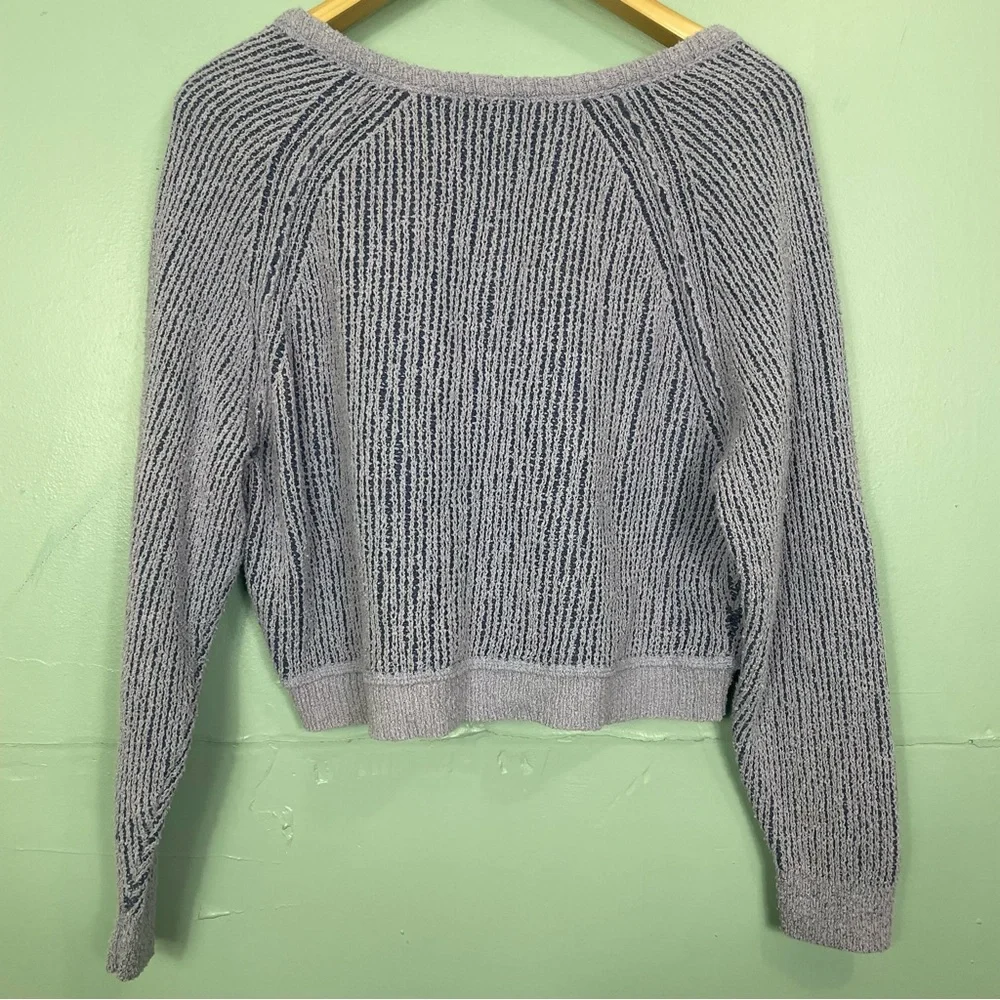 Free People High Low‎ V Neck Sweater Sweatshirt Pullover Cropped Purple Medium